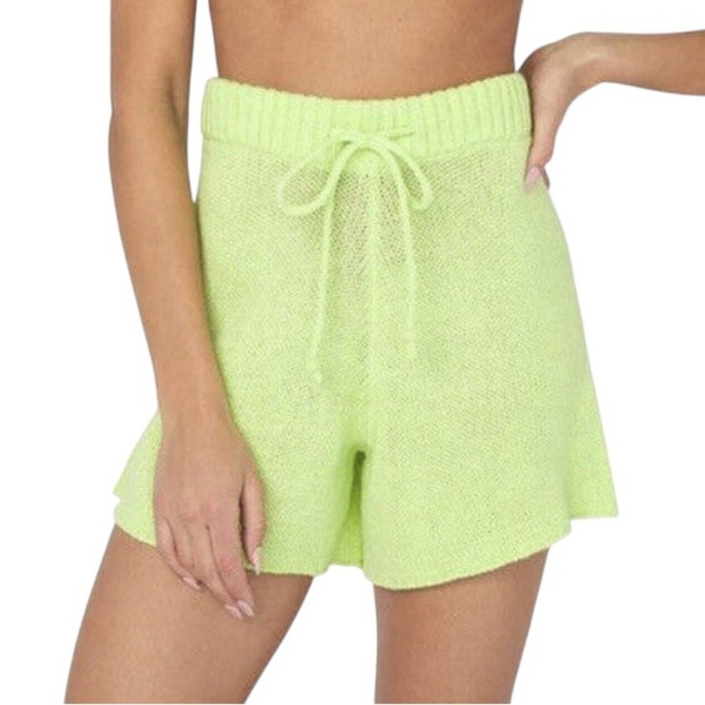 Weworewhat Neon Green Pull On Sweater Shorts Size Large